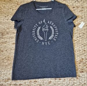 Aeropostale Dark Grey Tee with Pink and White Accents - Sz XXL